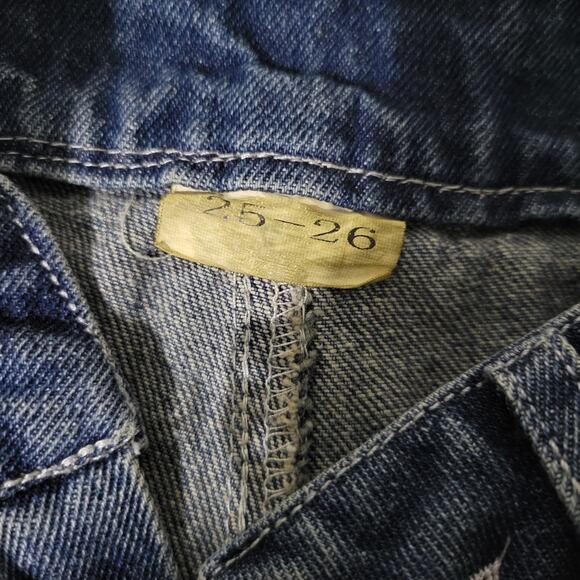 Barrel Leg Jeans Blue Balloon High Waist Medium Wash Baggy Wide Leg Ankle 25 26 - Picture 7 of 14